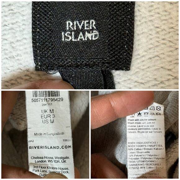 River Island Gray Marl Hoodie Sweatshirt Men’s Size Medium M USED - Picture 8 of 9